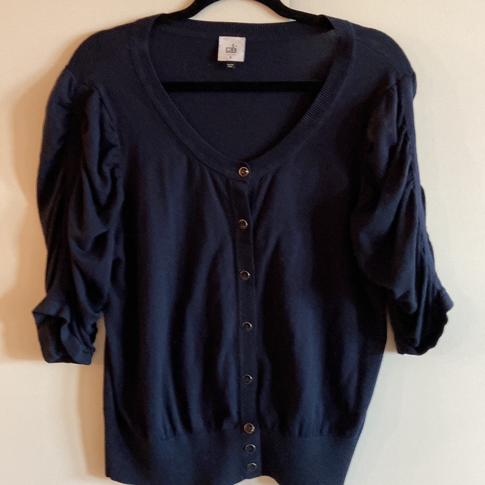 Cabi 3/4 sleeve navy sweater